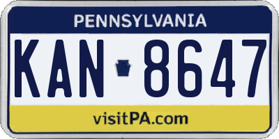 PA license plate KAN8647