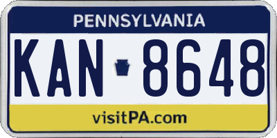 PA license plate KAN8648