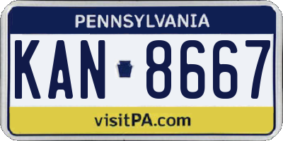 PA license plate KAN8667