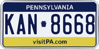 PA license plate KAN8668