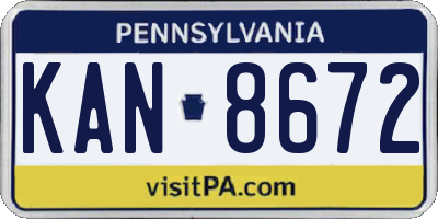 PA license plate KAN8672