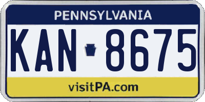 PA license plate KAN8675