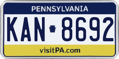 PA license plate KAN8692