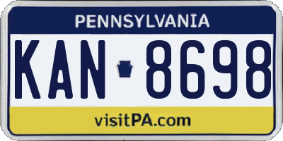 PA license plate KAN8698
