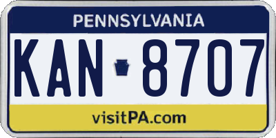 PA license plate KAN8707