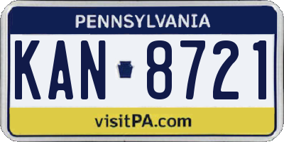 PA license plate KAN8721