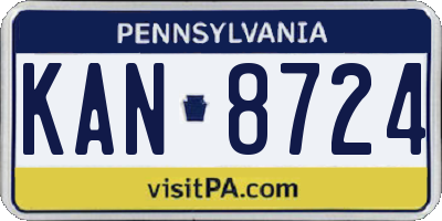 PA license plate KAN8724