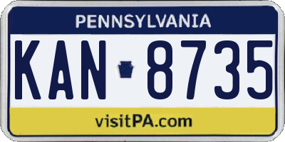 PA license plate KAN8735