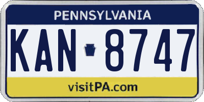 PA license plate KAN8747