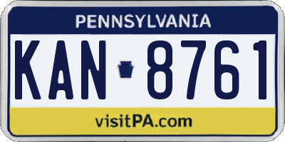 PA license plate KAN8761