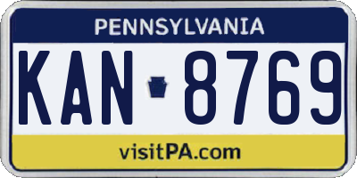 PA license plate KAN8769