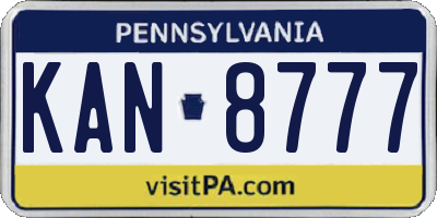 PA license plate KAN8777