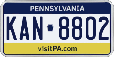 PA license plate KAN8802