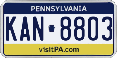 PA license plate KAN8803