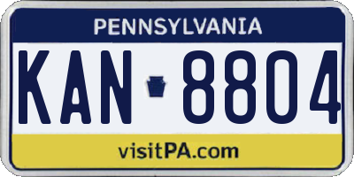 PA license plate KAN8804