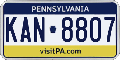 PA license plate KAN8807