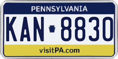 PA license plate KAN8830