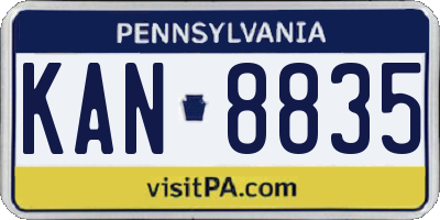 PA license plate KAN8835
