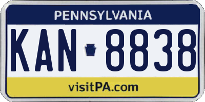 PA license plate KAN8838
