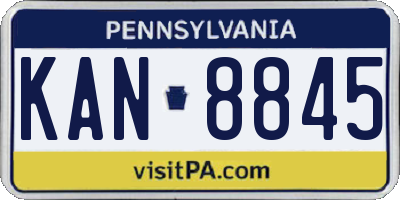 PA license plate KAN8845