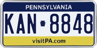 PA license plate KAN8848