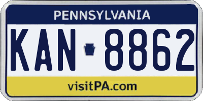 PA license plate KAN8862