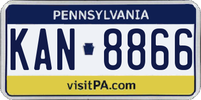 PA license plate KAN8866