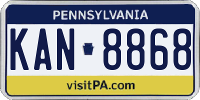 PA license plate KAN8868