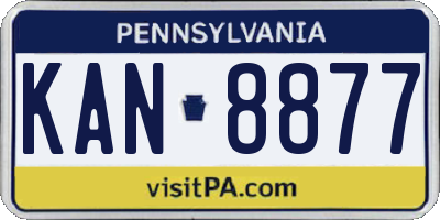 PA license plate KAN8877