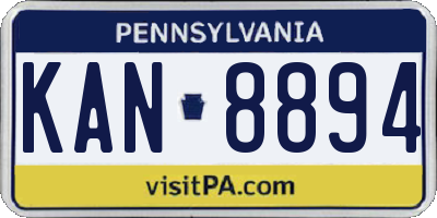 PA license plate KAN8894
