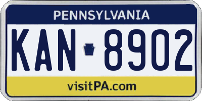 PA license plate KAN8902