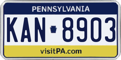 PA license plate KAN8903
