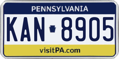 PA license plate KAN8905