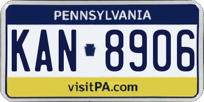 PA license plate KAN8906