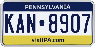 PA license plate KAN8907