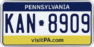 PA license plate KAN8909
