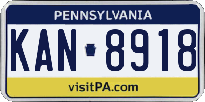PA license plate KAN8918