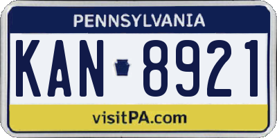 PA license plate KAN8921