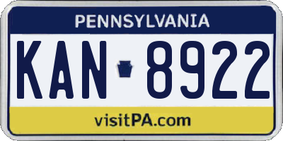 PA license plate KAN8922