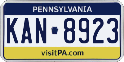 PA license plate KAN8923