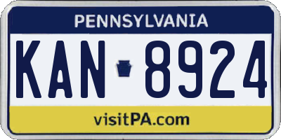 PA license plate KAN8924