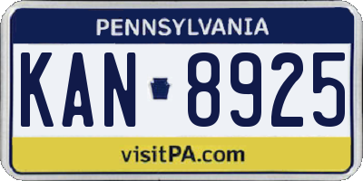 PA license plate KAN8925