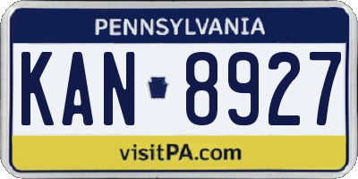 PA license plate KAN8927