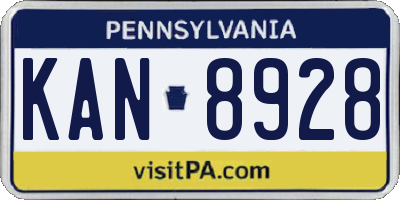 PA license plate KAN8928