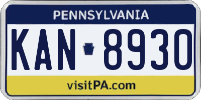 PA license plate KAN8930