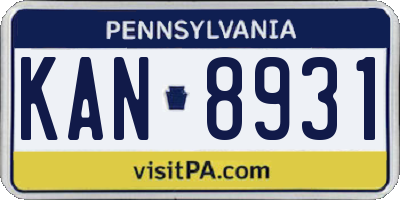 PA license plate KAN8931