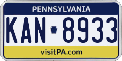 PA license plate KAN8933