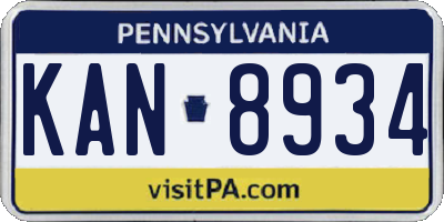 PA license plate KAN8934