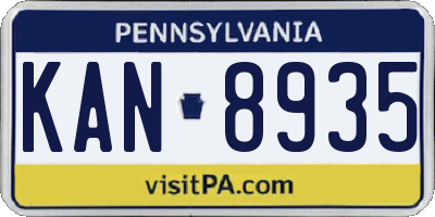 PA license plate KAN8935