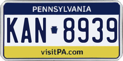 PA license plate KAN8939